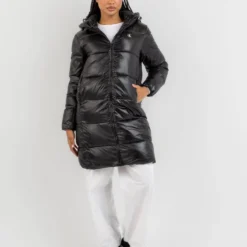 Calvin Klein Shiny Hooded Puffer Jacket -Deals Vistara Fit Store 20348093 01 LT XL