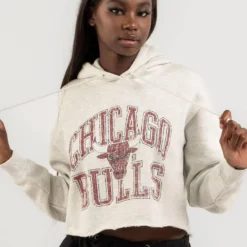 Mitchell & Ness Arch Logo Crop Hoodie