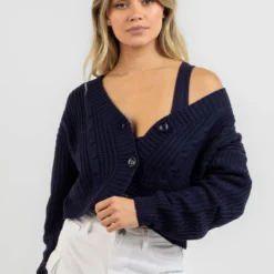Debate Team Cable Knit Cardigan